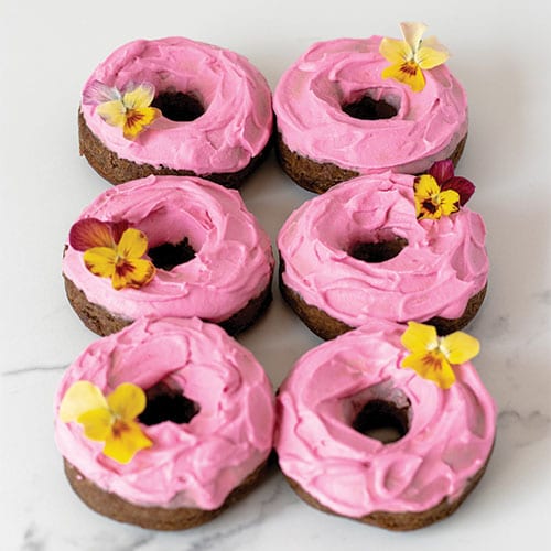 Vegan Gingerbread Donuts with Rosewater Icing