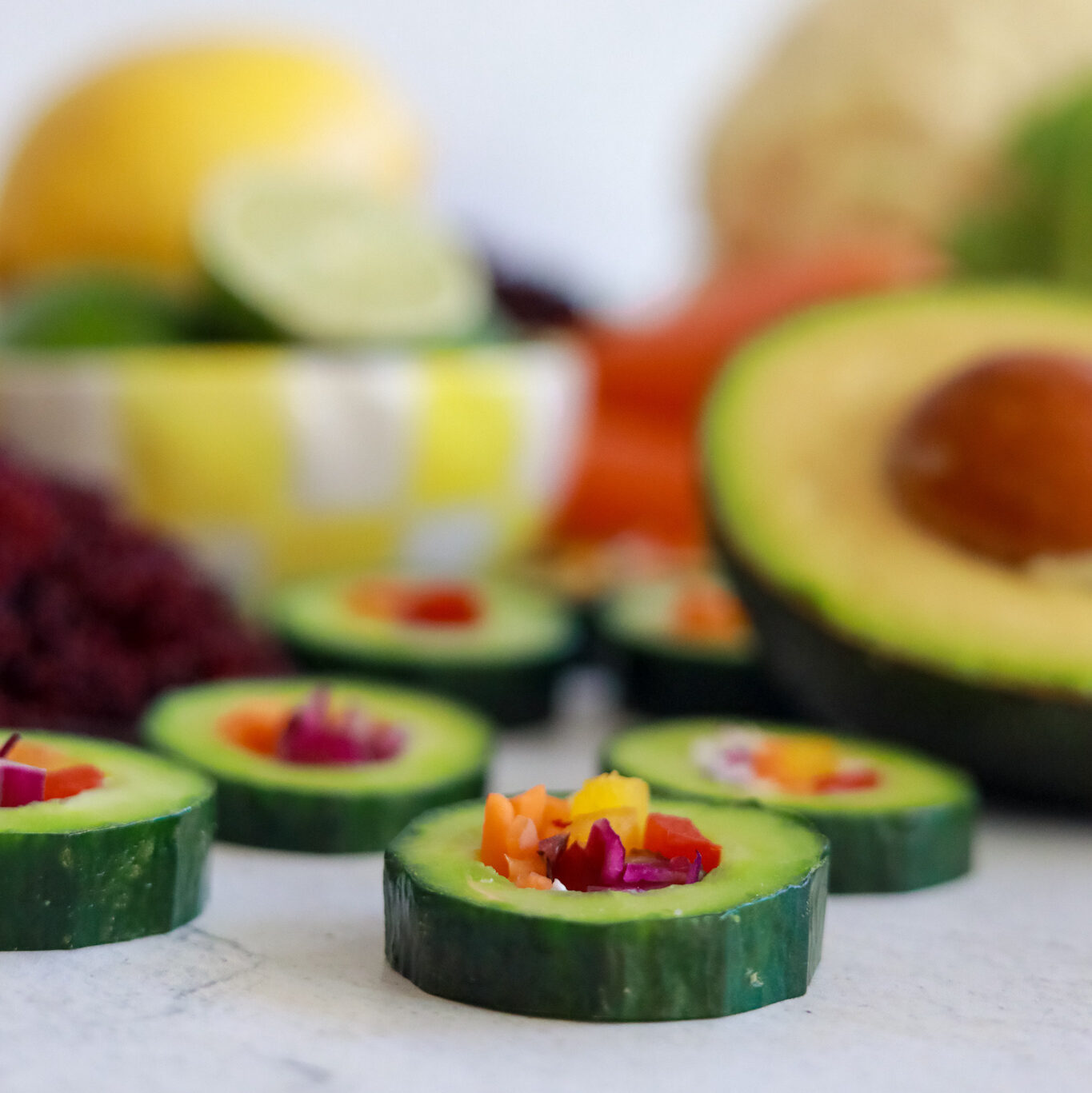 Rainbow Cucumber Sushi Rolls