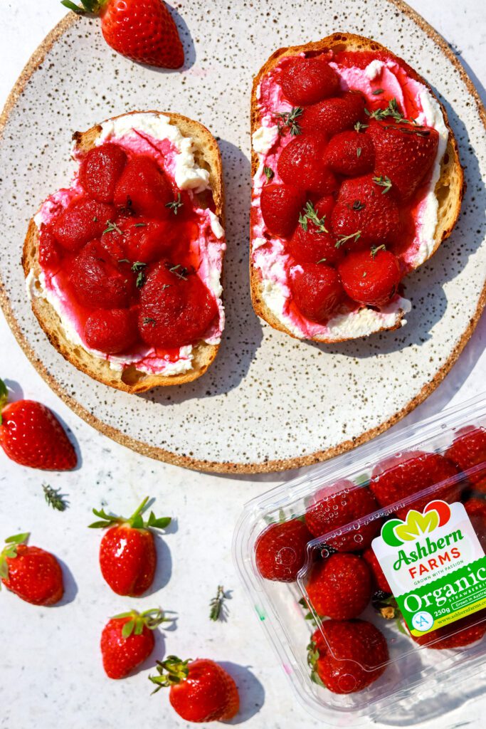 toasted strawberries on sourdough