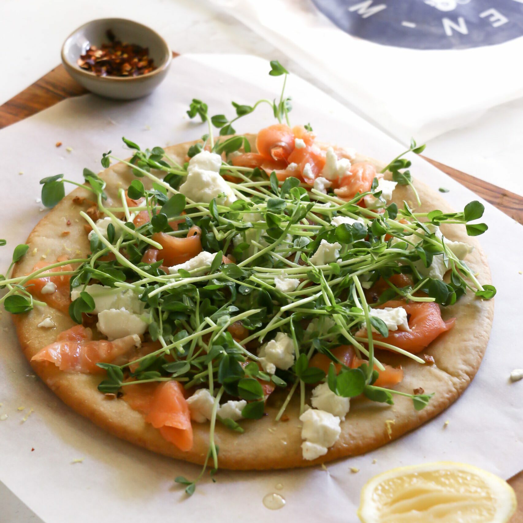Smoked Salmon and Goat’s Cheese Pizza